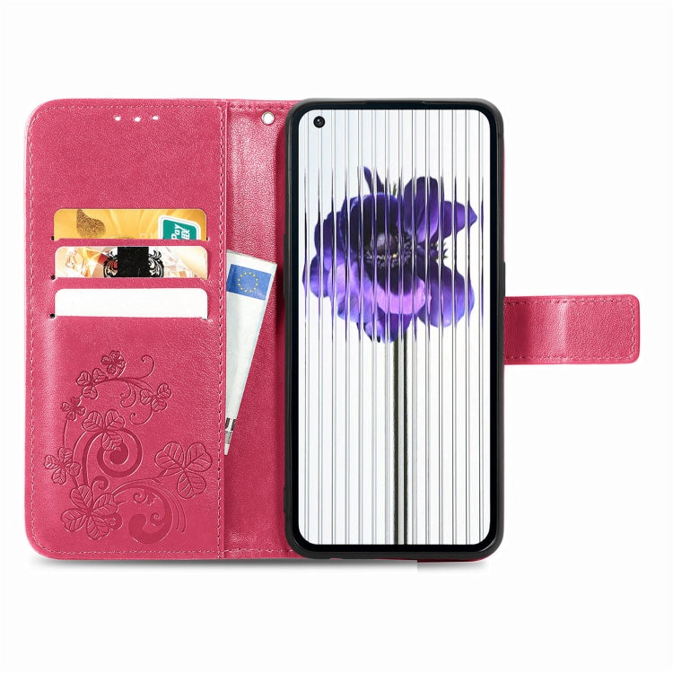 Four-leaf Clasp Embossed Buckle Leather Phone Case