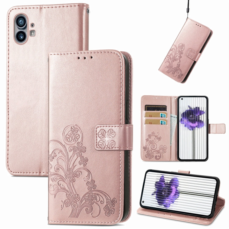 Four-leaf Clasp Embossed Buckle Leather Phone Case
