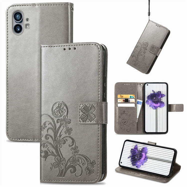 Four-leaf Clasp Embossed Buckle Leather Phone Case