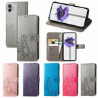 Four-leaf Clasp Embossed Buckle Leather Phone Case