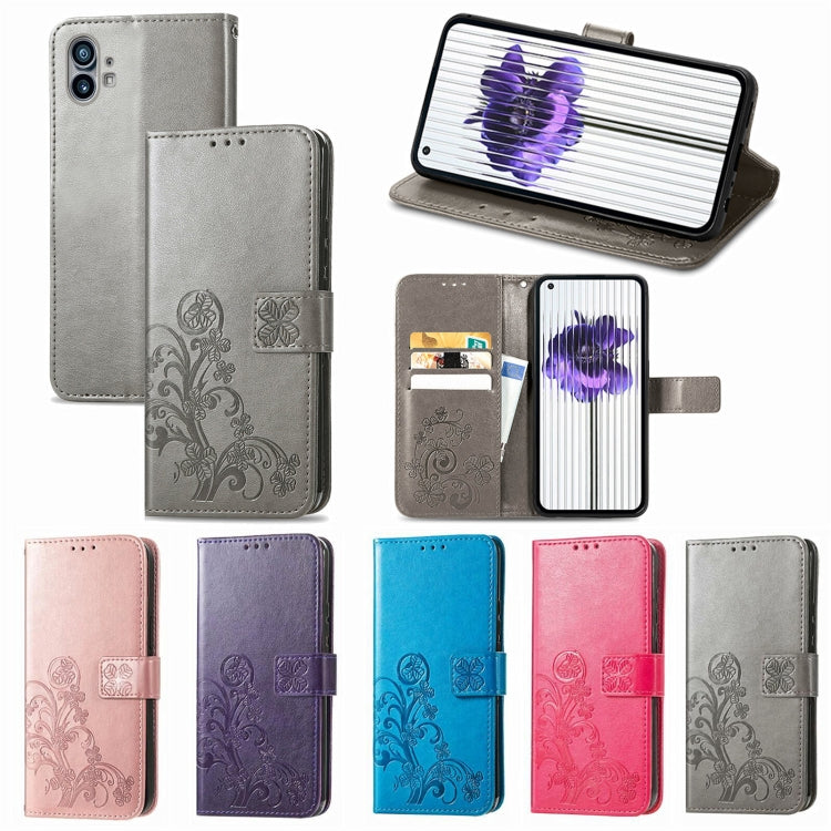 Four-leaf Clasp Embossed Buckle Leather Phone Case