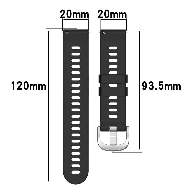20mm Solid Color Soft Silicone Watch Band