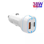 38W PD20W + QC3.0 USB Car Charger with Type-C to Type-C Data Cable, Length: 1m — Type-C to Type-C Cable (White)