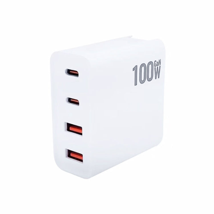 GaN 100W Dual USB + Dual USB-C/Type-C Multi Port Charger with 2m Type-C to Type-C Data Cable Set — US Plug