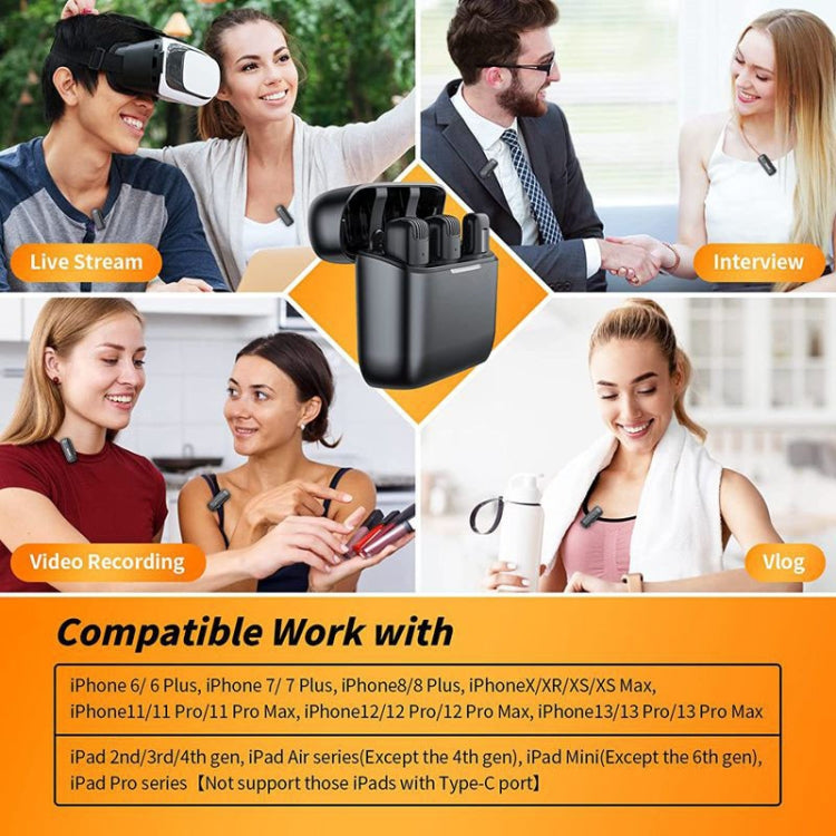 2 Pack Wireless Lavalier Microphones with Charging Case — view 6
