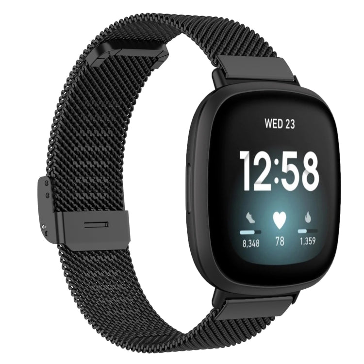 Integrated Milan Buckle Fine Mesh Metal Watch Band — Pink