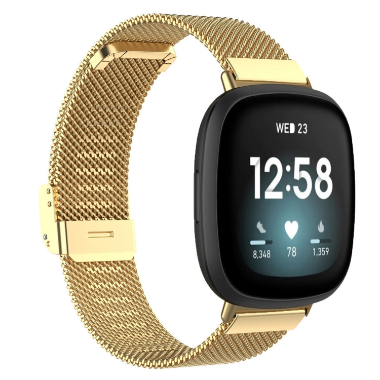 Integrated Milan Buckle Fine Mesh Metal Watch Band — Rose Gold