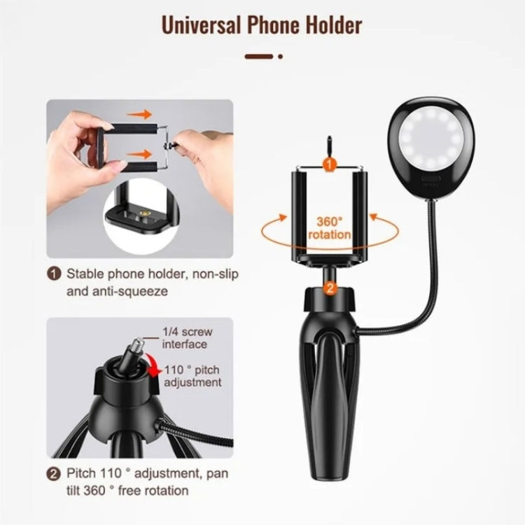 XWJ-S1 Desktop Cell Phone Holder Tripod with LED Lights — XWJ-S1