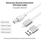 1m 8 Pin to USB + MIDI Electronic Music Instrument & OTG & Charging Multifunctional Cable Compatible with iOS 10-14 — MIDI + OTG