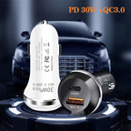 P28 USB-C PD30W + QC3.0 18W USB Dual Port Car Charger — Black