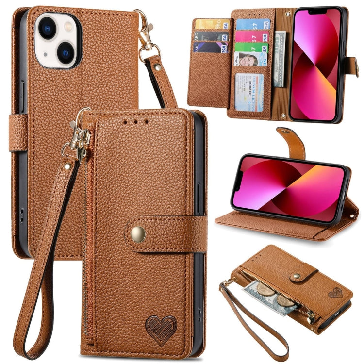 Love Zipper Lanyard Leather Phone Case — Black
