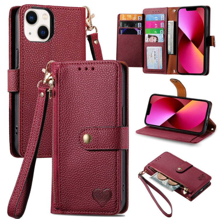 Love Zipper Lanyard Leather Phone Case — Gray