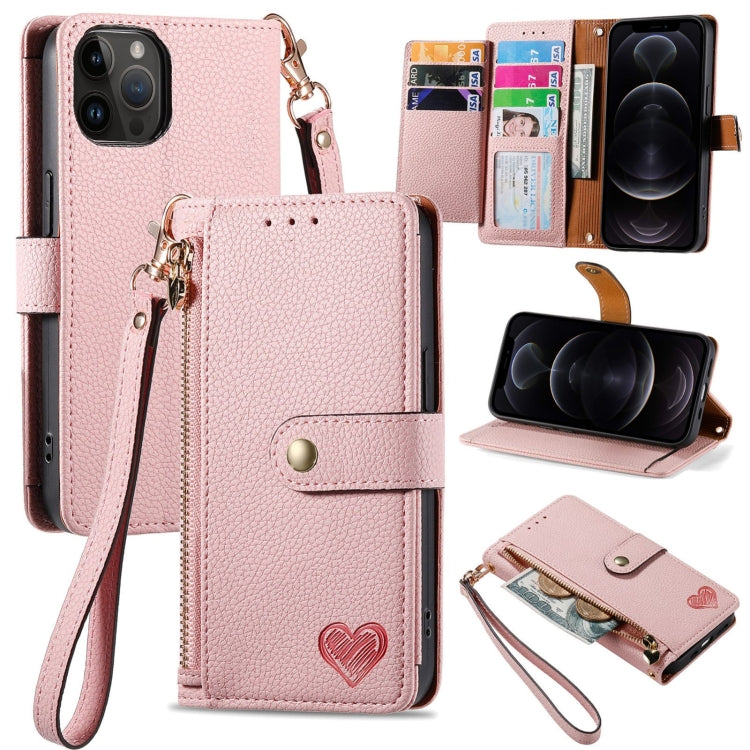 Love Zipper Lanyard Leather Phone Case — view 12