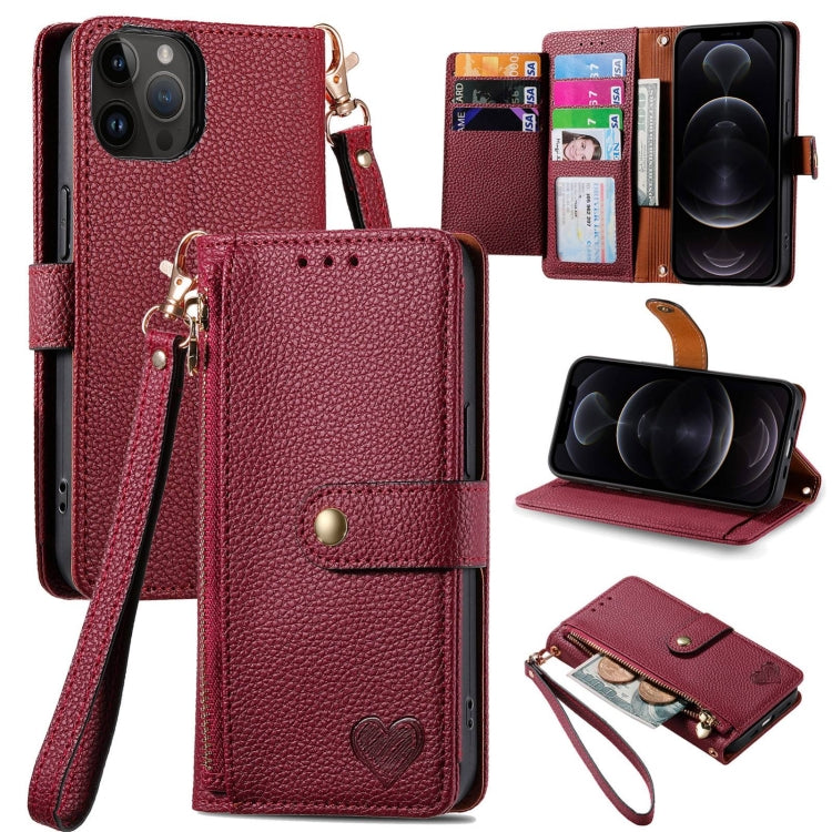 Love Zipper Lanyard Leather Phone Case — view 16