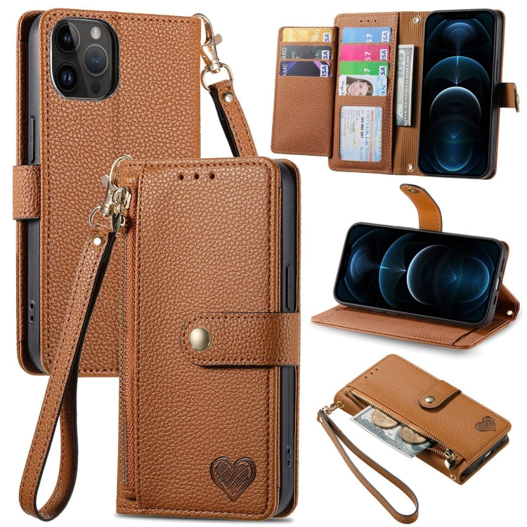 Love Zipper Lanyard Leather Phone Case — view 19