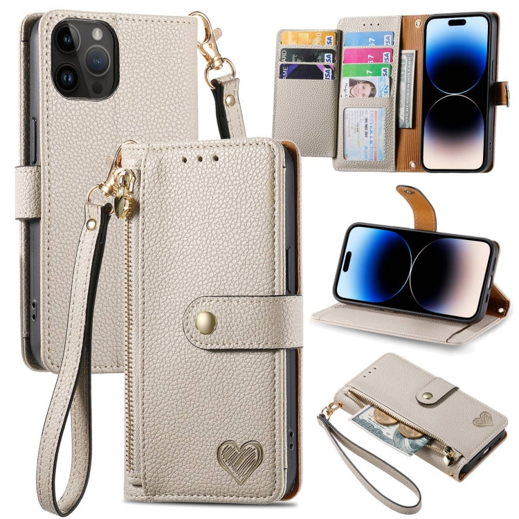 Love Zipper Lanyard Leather Phone Case — Pink