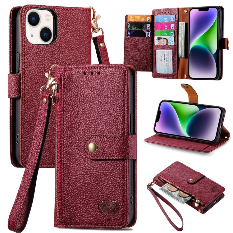 Love Zipper Lanyard Leather Phone Case — Gray