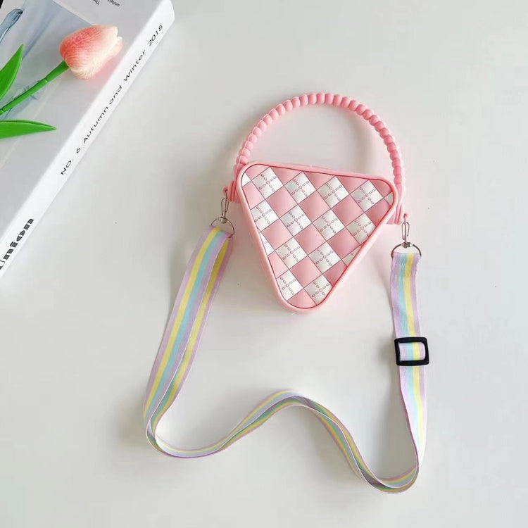 Diamond Shaped Mini Portable Shoulder Bag Silicone Handbag — RoseRed