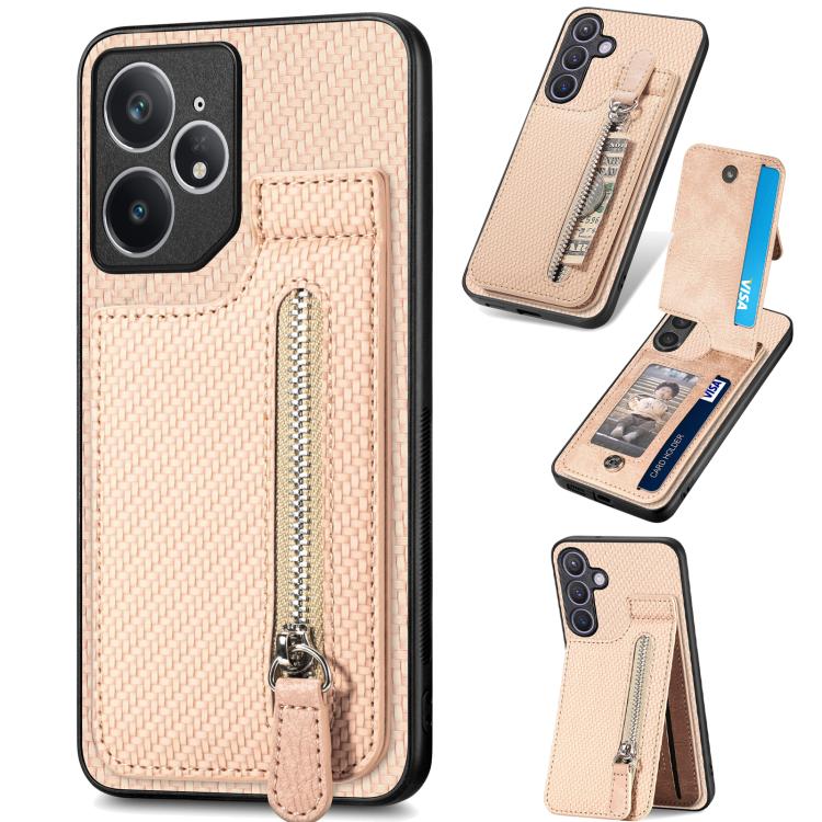Carbon Fiber Vertical Flip Zipper Phone Case