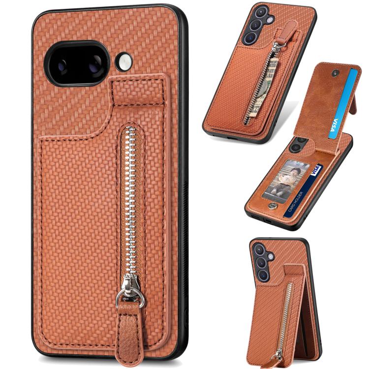 Carbon Fiber Vertical Flip Zipper Phone Case