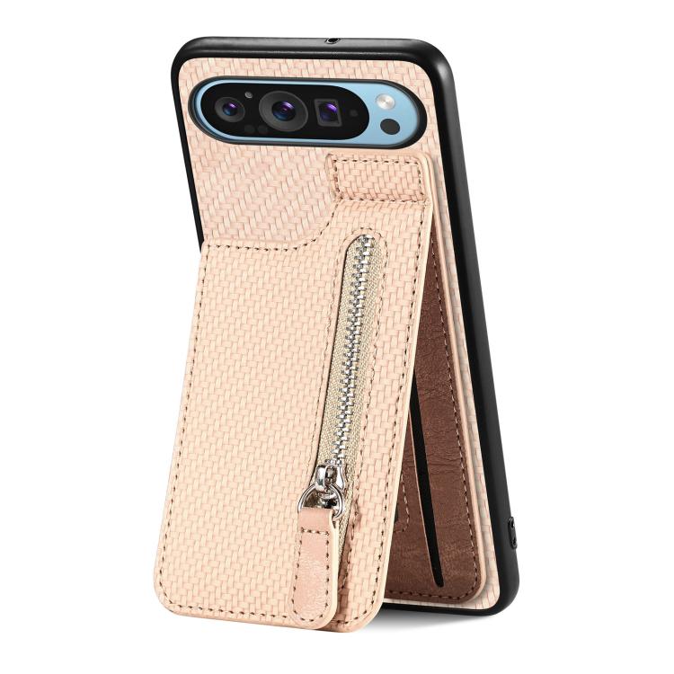 Carbon Fiber Vertical Flip Zipper Phone Case