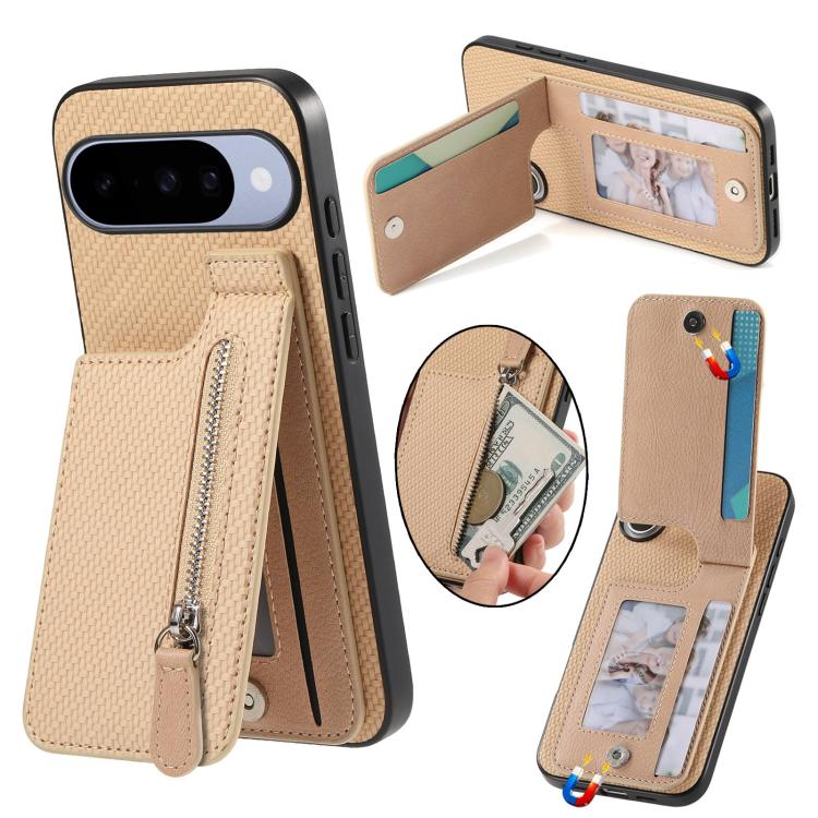 Carbon Fiber Vertical Flip Zipper Phone Case