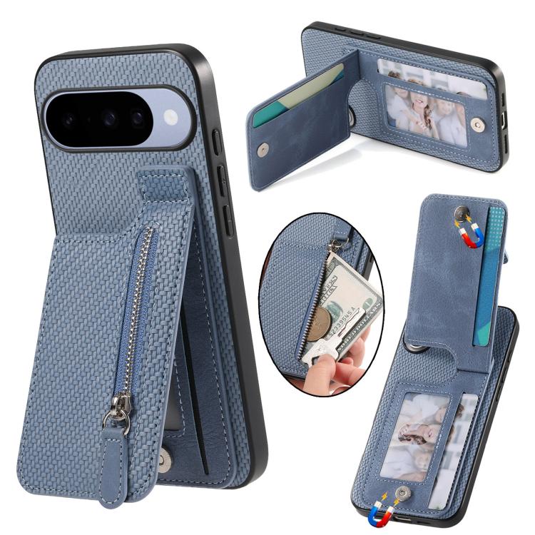 Carbon Fiber Vertical Flip Zipper Phone Case
