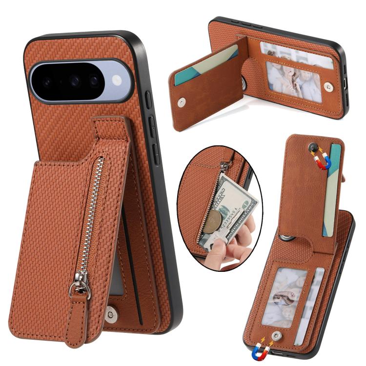 Carbon Fiber Vertical Flip Zipper Phone Case