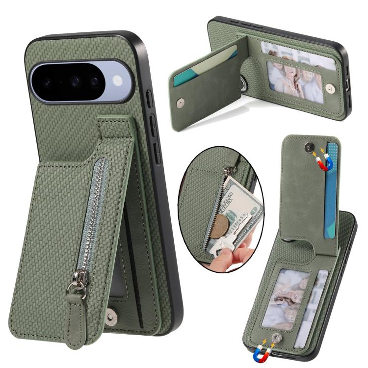 Carbon Fiber Vertical Flip Zipper Phone Case