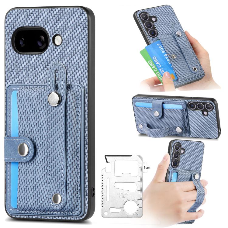 Wristband Kickstand Card Wallet Back Cover Phone Case with Tool Knife