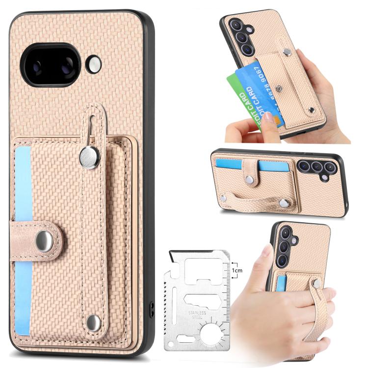 Wristband Kickstand Card Wallet Back Cover Phone Case with Tool Knife