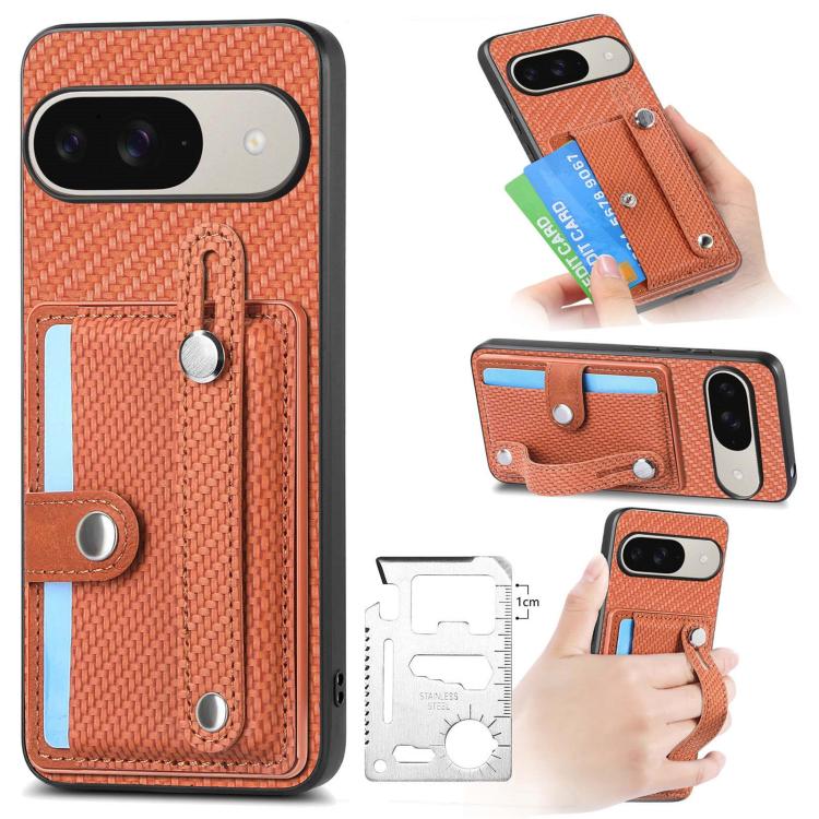 Wristband Kickstand Card Wallet Back Cover Phone Case with Tool Knife