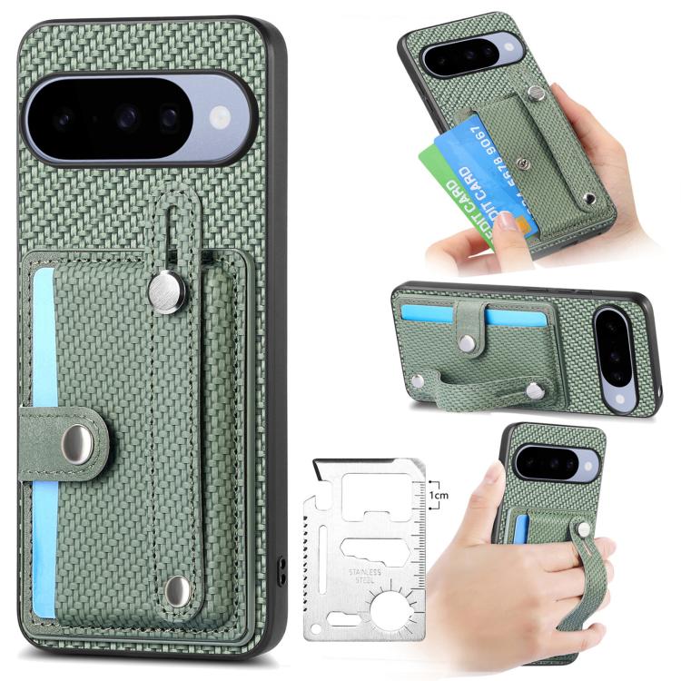 Wristband Kickstand Card Wallet Back Cover Phone Case with Tool Knife