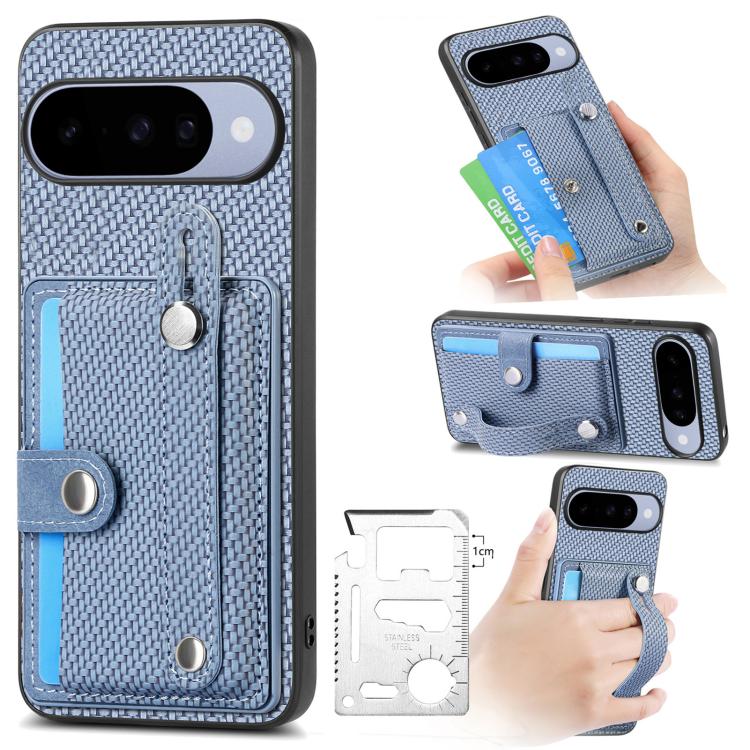 Wristband Kickstand Card Wallet Back Cover Phone Case with Tool Knife