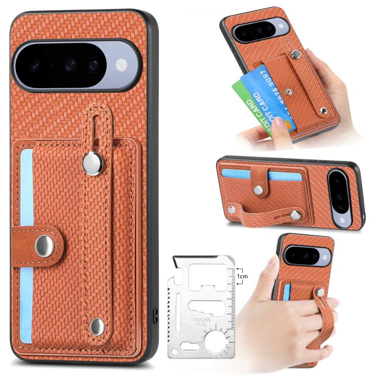 Wristband Kickstand Card Wallet Back Cover Phone Case with Tool Knife