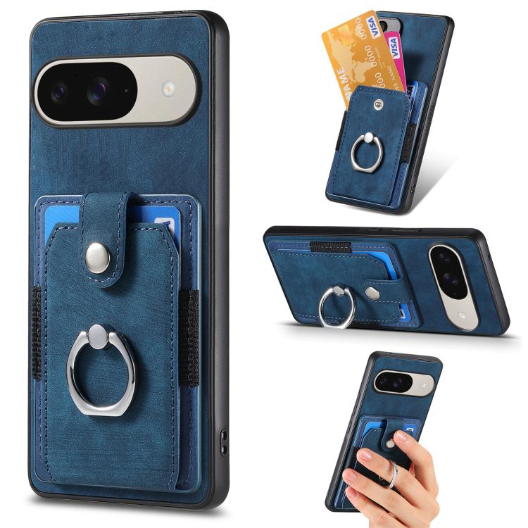 Retro Skin-feel Ring Card Wallet Phone Case