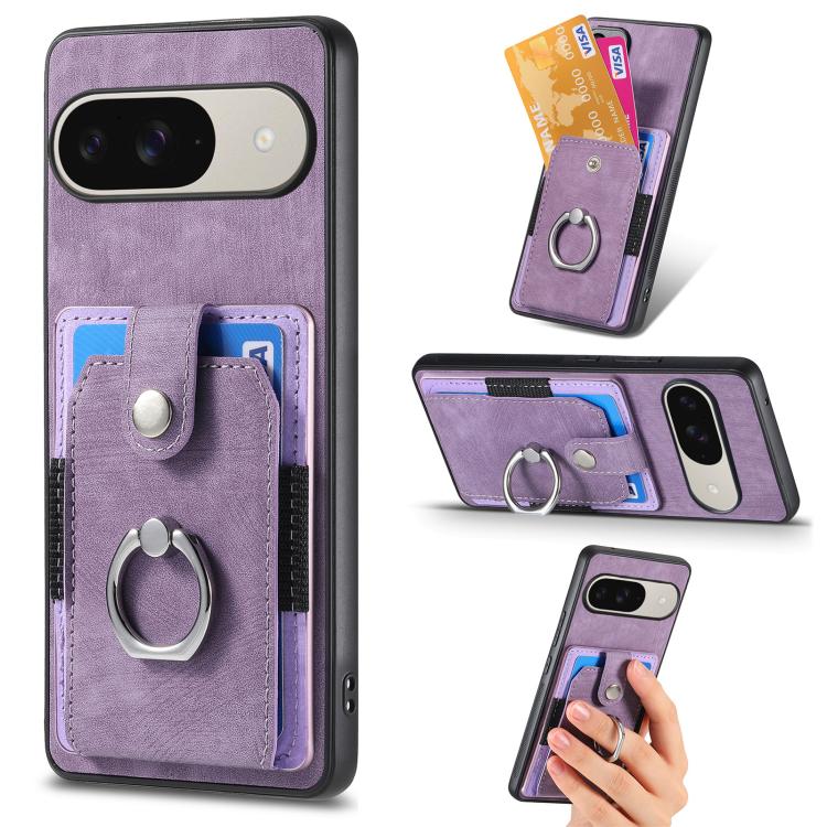 Retro Skin-feel Ring Card Wallet Phone Case