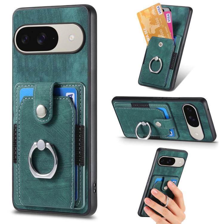 Retro Skin-feel Ring Card Wallet Phone Case