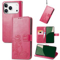 Four-leaf Clasp Embossed Buckle Leather Phone Case