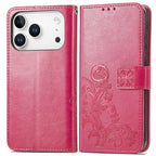 Four-leaf Clasp Embossed Buckle Leather Phone Case
