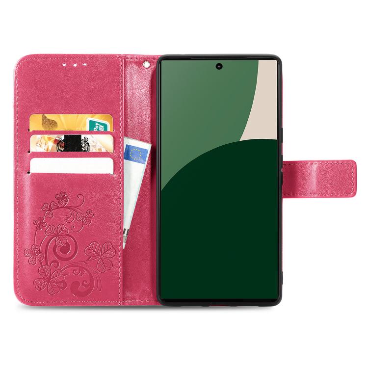 Four-leaf Clasp Embossed Buckle Leather Phone Case
