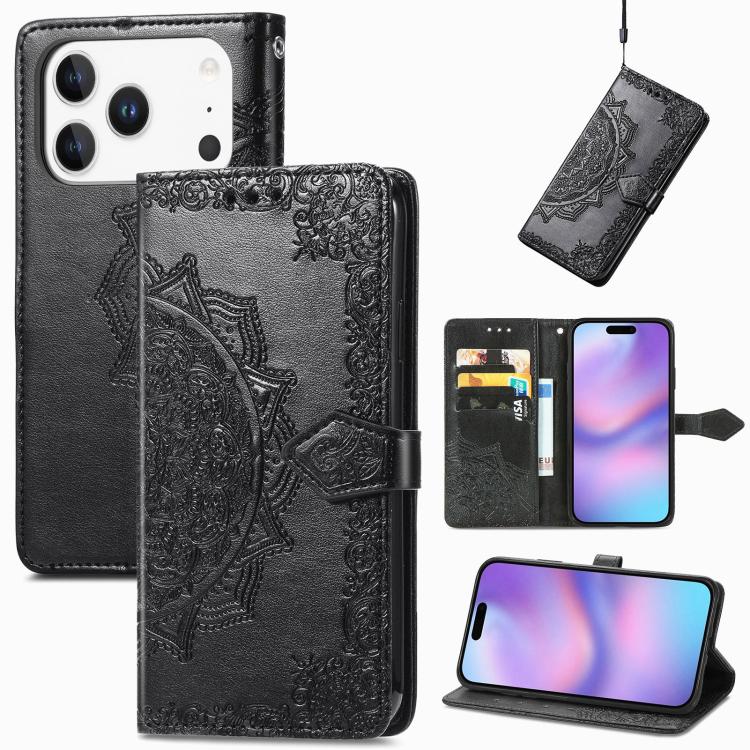 Mandala Flower Embossed Leather Phone Case