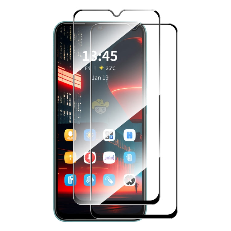 2pcs ENKAY Hat-Prince Full Glue High Aluminum-silicon Tempered Glass Film — For Xiaomi Redmi 14C