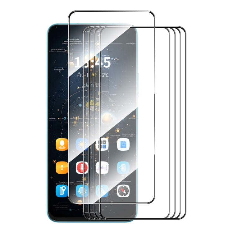 5pcs ENKAY Hat-Prince Full Glue High Aluminum-silicon Tempered Glass Film — For Xiaomi Redmi 14C