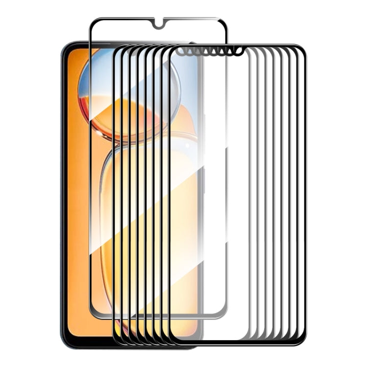 10pcs ENKAY Hat-Prince Full Glue High Aluminum-silicon Tempered Glass Film — For Xiaomi Redmi 12 5G Global
