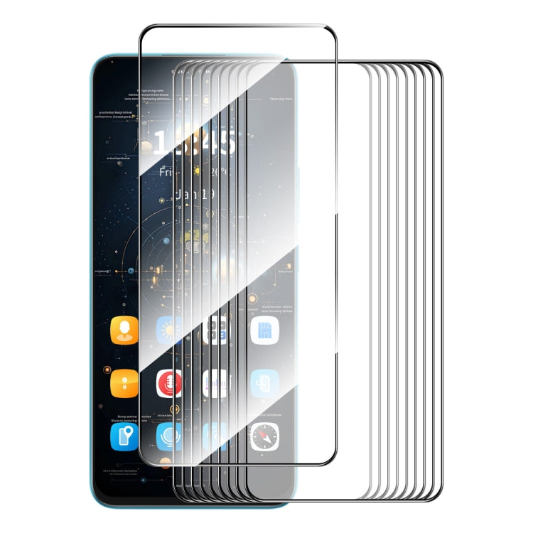 10pcs ENKAY Hat-Prince Full Glue High Aluminum-silicon Tempered Glass Film — For Xiaomi Redmi 14C