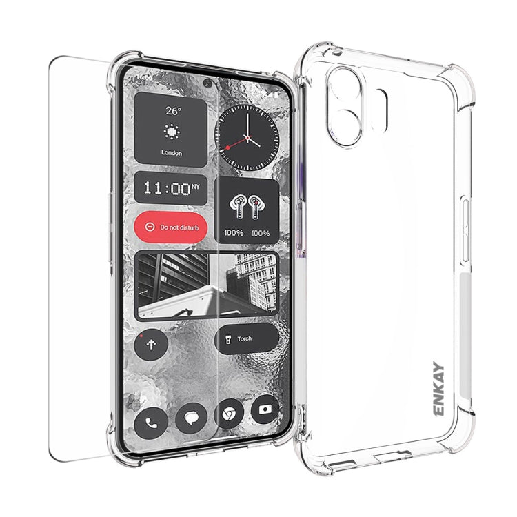 ENKAY Transparent TPU Shockproof Phone Case with Glass Film