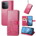 Four-leaf Clasp Embossed Buckle Leather Phone Case