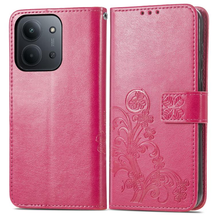 Four-leaf Clasp Embossed Buckle Leather Phone Case
