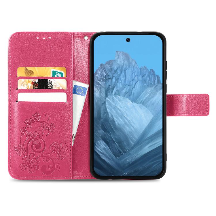 Four-leaf Clasp Embossed Buckle Leather Phone Case